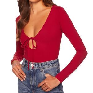 NEW Susana Monaco Tie Circle Long Sleeve Top in Berries Medium